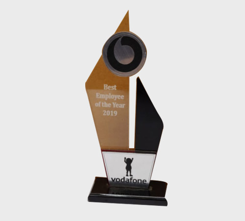 Amber Flame Acrylic Award with Black Accent - SKU ACA-002 - Acrylic