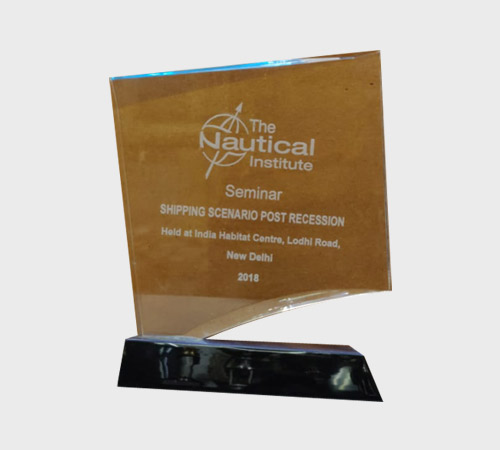 Amber Acrylic Wave-Top Plaque on Black Base - SKU ACA-003 - Acrylic