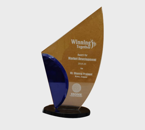 Amber Acrylic Sail Award with Blue Accent - SKU ACA-004 - Acrylic