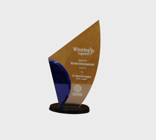 Amber Acrylic Sail Award with Blue Accent - SKU ACA-008 - Acrylic