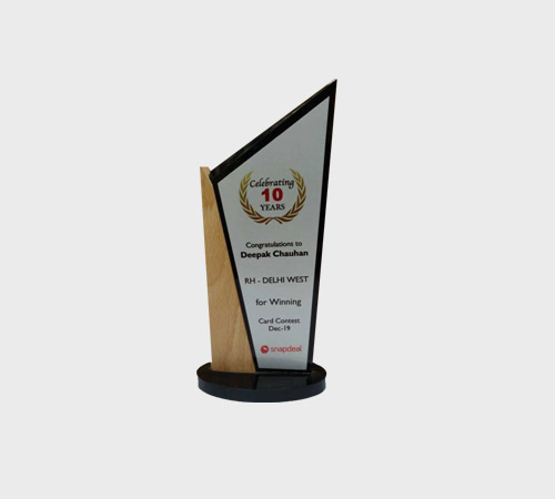 Black Acrylic Plaque with Wood and Laurel - SKU ACA-009 - Acrylic