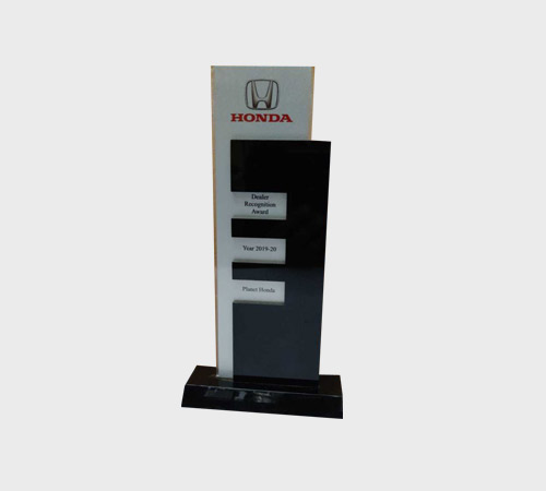 Two-Tone Acrylic Tower Plaque on Black Base - SKU ACA-011 - Acrylic