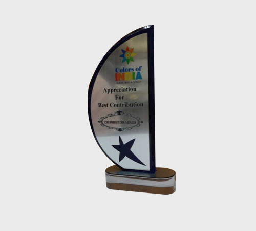 Silver Acrylic Sail Award with Blue Star - SKU ACA-014 - Acrylic