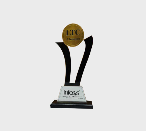 Black Acrylic V-Shape Trophy with Gold Medallion - SKU ACA-018 - Acrylic