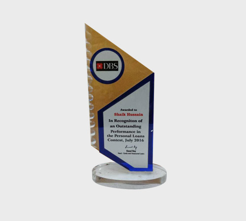 Amber Acrylic Sail Plaque with Blue Trim - SKU ACA-023 - Acrylic