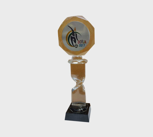 Amber Acrylic Twisted-Stem Trophy with Octagon Medallion - SKU ACA-027 - Acrylic