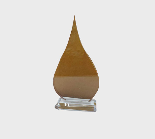 Amber Acrylic Teardrop Award on Clear Base - SKU ACA-029 - Acrylic