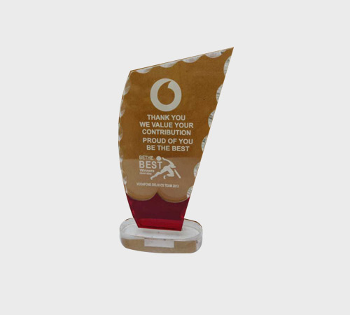 Amber Acrylic Wavy-Edge Award with Red Accent - SKU ACA-030 - Acrylic