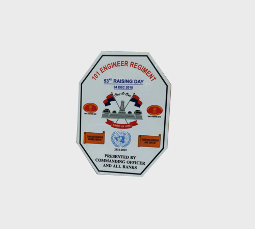 Cream Acrylic Octagon Plaque with Military Crest - SKU ACA-035 - Acrylic