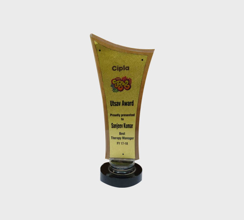 Amber Acrylic Tapered Plaque on Black Base - SKU ACA-036 - Acrylic