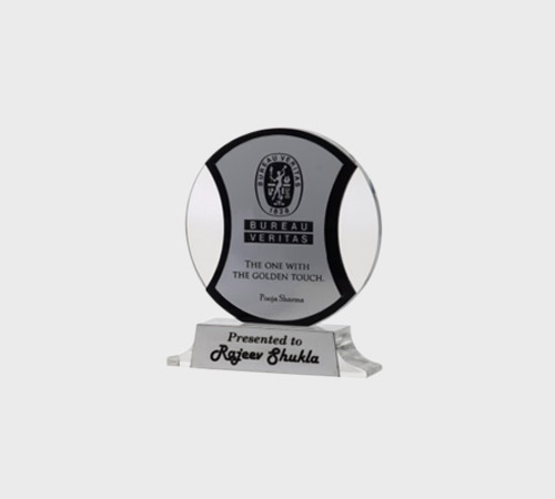 Clear Acrylic Round Plate on Crystal Base - SKU ACA-039 - Acrylic