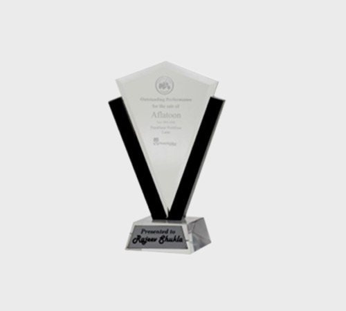Clear Acrylic Diamond Plaque with Black V-Stand - SKU ACA-047 - Acrylic