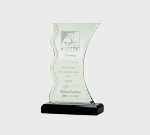 Clear Acrylic Wavy-Edge Plaque on Black Base - SKU ACA-048 - Acrylic