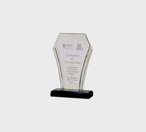 Clear Acrylic Hexagon Plaque on Black Base - SKU ACA-051 - Acrylic