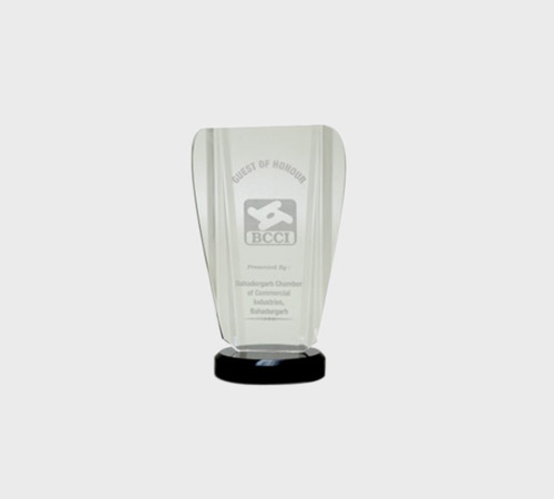 Clear Acrylic Rounded-Top Plaque on Black Base - SKU ACA-060 - Acrylic