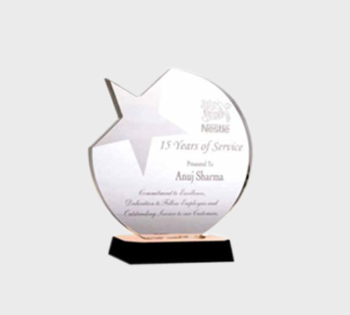 Clear Acrylic Star-Cut Circular Plaque - SKU ACA-061 - Acrylic