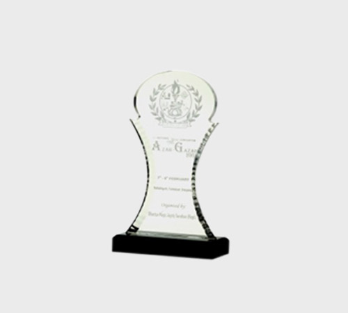 Clear Acrylic Hourglass-Shaped Award with Laurel Crest - SKU ACA-063 - Acrylic