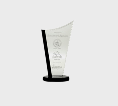 Clear Acrylic Sail Plaque with Black Bar - SKU ACA-065 - Acrylic