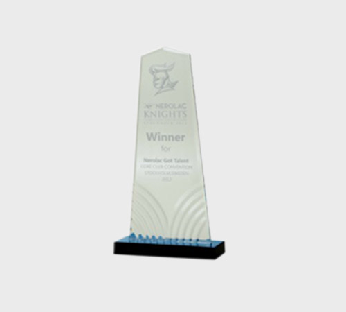 Clear Acrylic Obelisk Award with Blue Accents - SKU ACA-068 - Acrylic