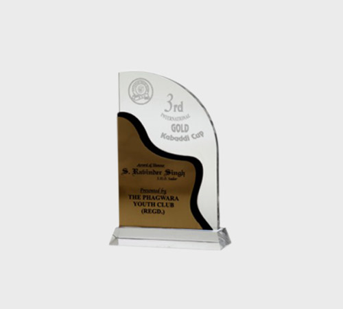 Clear Acrylic Plaque with Gold Wave Pattern - SKU ACA-070 - Acrylic