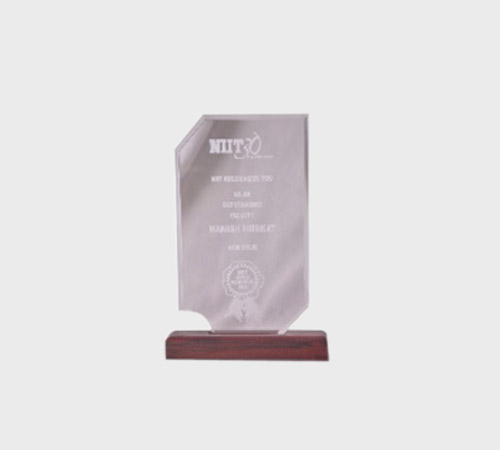 Clear Acrylic Notched Plaque on Wood Base - SKU ACA-074 - Acrylic