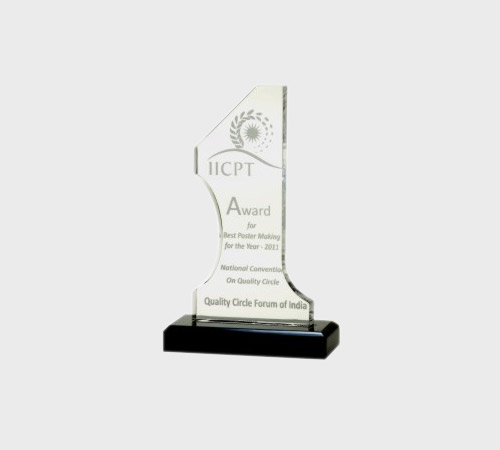 Clear Acrylic Angular-Cut Plaque on Black Base - SKU ACA-075 - Acrylic