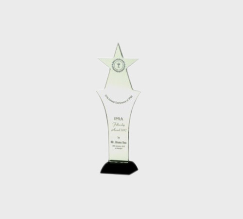 Clear Acrylic Star-Topped Award on Black Base - SKU ACA-076 - Acrylic