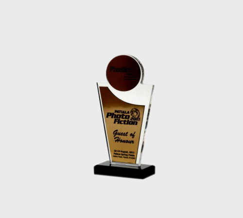 Gold-Brown Acrylic Plaque with Maroon Medallion - SKU ACA-078 - Acrylic