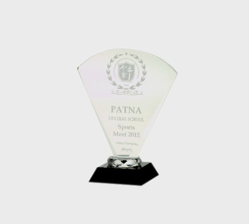Clear Acrylic Fan-Shaped Plaque with Laurel Crest - SKU ACA-080 - Acrylic