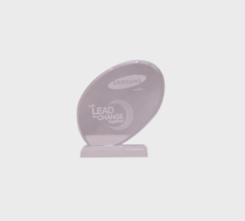 Silver-Grey Acrylic Oval Plate on Small Base - SKU ACA-081 - Acrylic