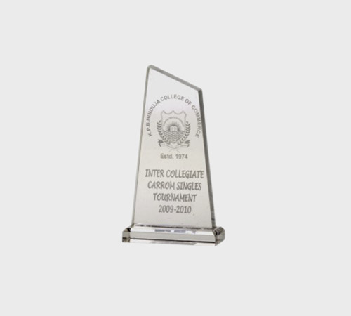 Clear Acrylic Tapered-Flag Plaque on Clear Base - SKU ACA-082 - Acrylic
