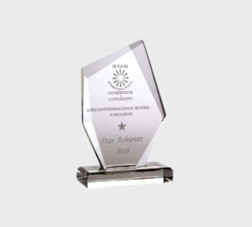 Clear Acrylic Diamond Plaque with Star Accent - SKU ACA-083 - Acrylic