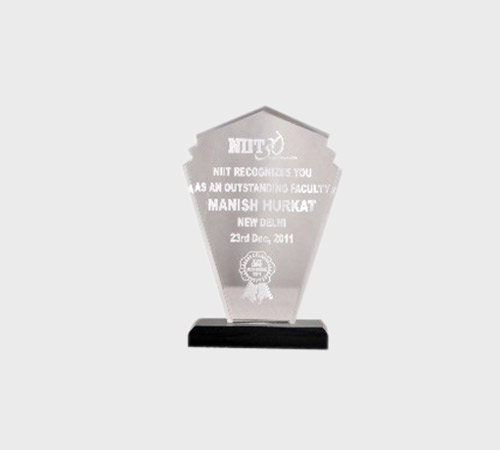 Clear Acrylic Fan-Shaped Plaque on Black Base - SKU ACA-085 - Acrylic