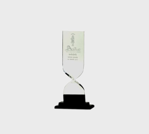 Clear Acrylic Hourglass Award on Black Base - SKU ACA-088 - Acrylic