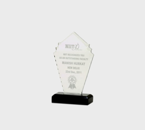 Clear Acrylic Crown-Edge Plaque on Black Base - SKU ACA-089 - Acrylic