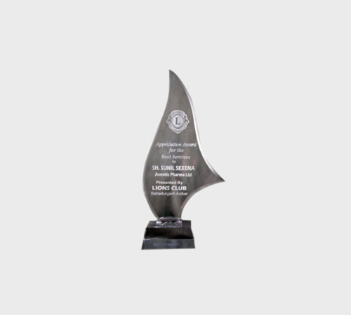 Smoke-Grey Acrylic Sail Plaque on Black Base - SKU ACA-090 - Acrylic