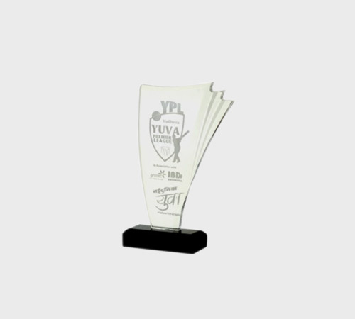 Clear Acrylic Scroll-Shaped Plaque on Black Base - SKU ACA-092 - Acrylic
