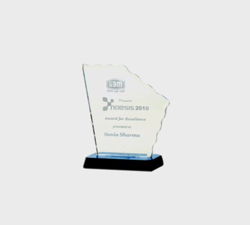Clear Acrylic Jagged-Edge Plaque with Blue Base - SKU ACA-093 - Acrylic