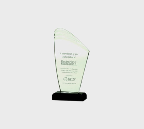 Clear Acrylic Layered-Fan Plaque on Black Base - SKU ACA-097 - Acrylic