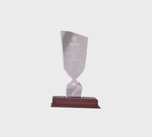 Clear Acrylic Pennant Plaque on Wood Base - SKU ACA-099 - Acrylic