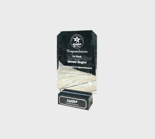 Smoke-Grey Acrylic Rectangular Plaque on Black Base - SKU ACA-103 - Acrylic