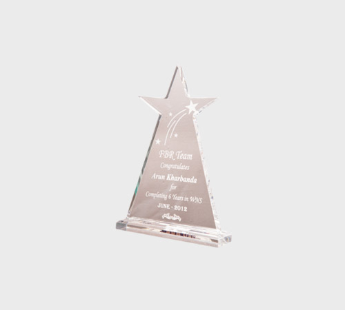 Smoke-Grey Acrylic Star Award on Clear Base - SKU ACA-107 - Acrylic