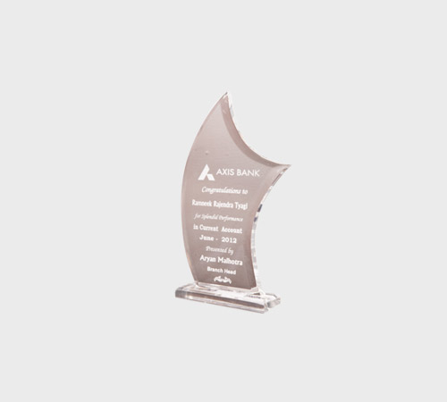 Smoke-Grey Acrylic Sail Plaque on Clear Base - SKU ACA-108 - Acrylic