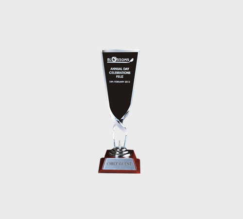 Black Acrylic Shield Plaque on Clear Stem - SKU ACA-114 - Acrylic