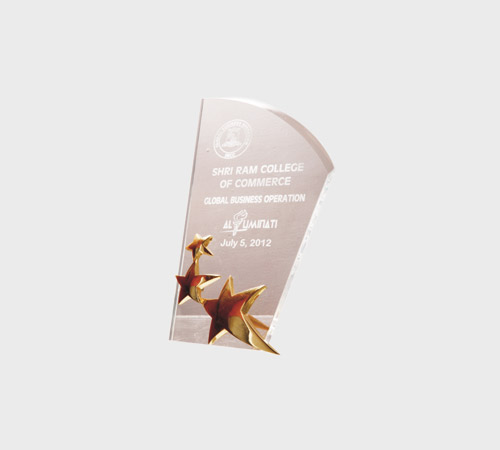 Clear Acrylic Fan Plaque with Gold Stars - SKU ACA-117 - Acrylic