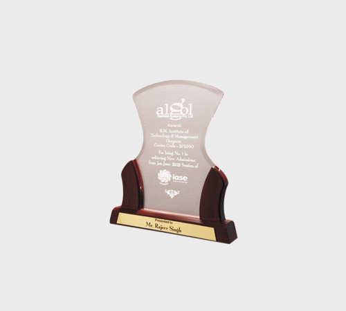 Clear Acrylic Vase-Shaped Plaque with Rosewood Trim - SKU ACA-119 - Acrylic