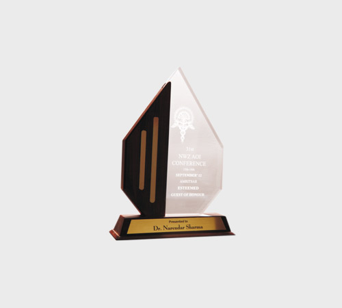 Two-Tone Clear and Wood Acrylic Diamond Plaque - SKU ACA-120 - Acrylic