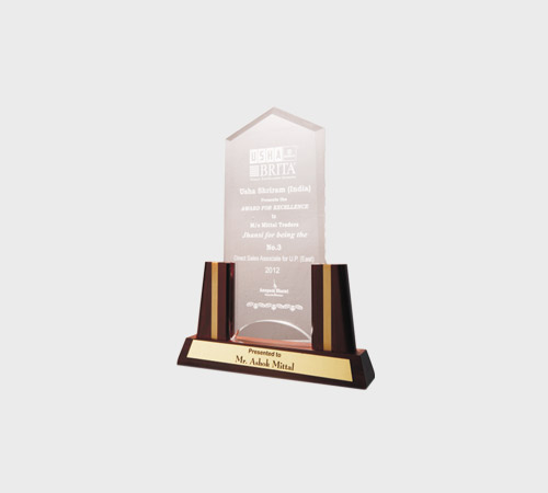 Clear Acrylic House-Shaped Plaque on Wood Base - SKU ACA-121 - Acrylic