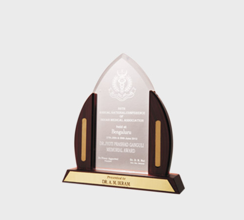 Clear Acrylic Arch Plaque with Wood Trim - SKU ACA-122 - Acrylic