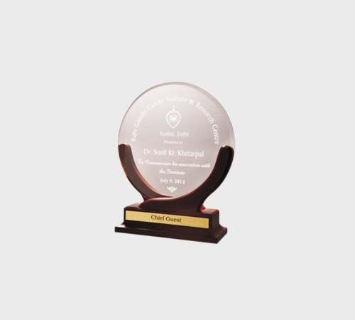 Clear Acrylic Round Plate with Wood Supports - SKU ACA-123 - Acrylic